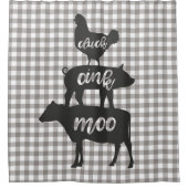 Cluck Oink Moo Chicken Koe Pig Farmhouse Douchegordijn (Voorkant)