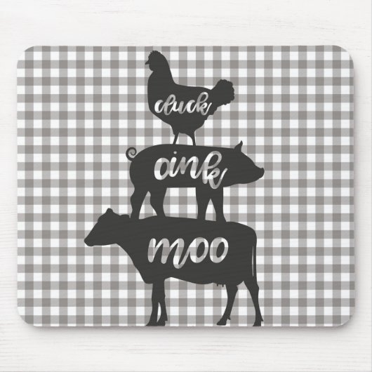 Cluck Oink Moo Chicken Koe Pig Farmhouse Muismat (Voorkant)