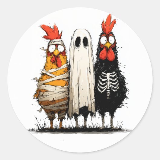 Cluckin' Creepy Halloween Bash Ronde Sticker (Voorkant)