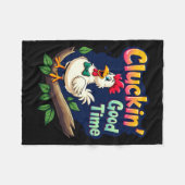 Cluckin Good Time Funny Chicken Illustration Fleece Deken (Voorkant (Horizontaal))