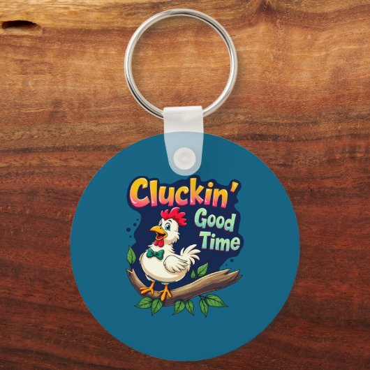 Cluckin Good Time Funny Chicken Illustration  Sleutelhanger (Voorkant)