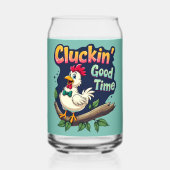 Cluckin' Good Time Grappige Kip Illustratie Blikvorm Glas (Voorkant)