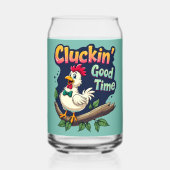 Cluckin' Good Time Grappige Kip Illustratie Blikvorm Glas (Achterkant)