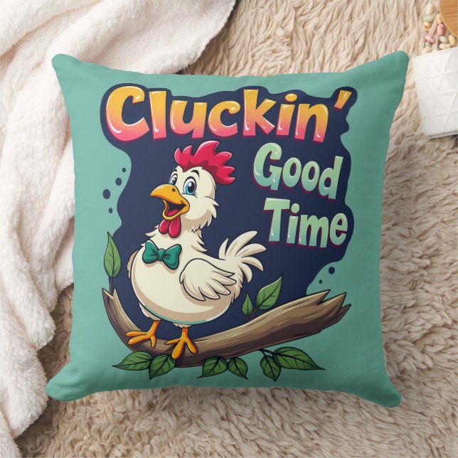 Cluckin' Good Time Grappige Kip Illustratie Kussen (Deken)