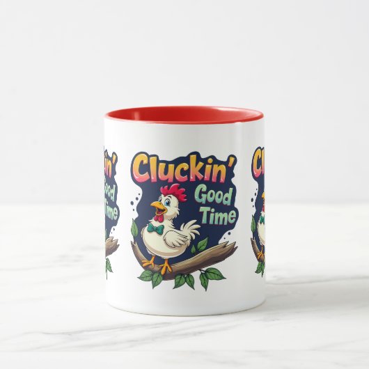 Cluckin' Good Time Grappige Kip Illustratie Mok (Midden)