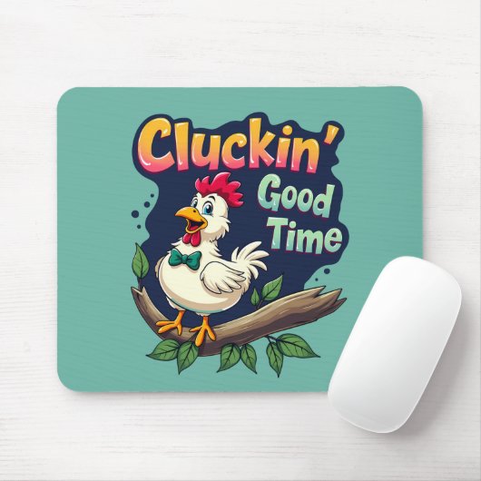 Cluckin' Good Time Grappige Kip Illustratie Muismat (Met muis)