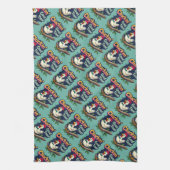 Cluckin' Good Time Grappige Kip Illustratie Theedoek (Verticaal)