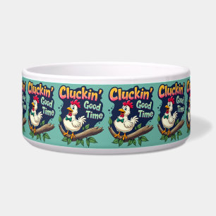 Cluckin' Good Time Grappige Kip Illustratie Voerbakje