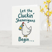 Cluckin Shenanigans Funny Chicken Card Kaart (Gele Bloem)