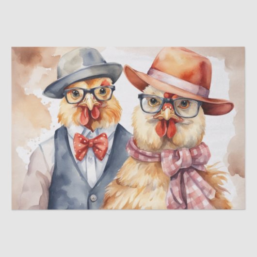 Clucky Couture: Modieuze Vogel in Decoupage Tissuepapier (Voorkant)