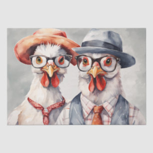 Clucky Couture: Modieuze Vogel in Decoupage Tissuepapier