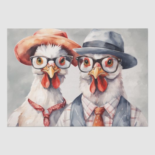 Clucky Couture: Modieuze Vogel in Decoupage Tissuepapier (Voorkant)