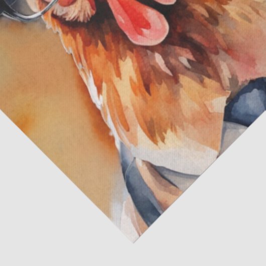 Clucky Couture: Modieuze Vogel in Decoupage Tissuepapier (Detail)