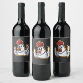 Clucky de vrolijke kip wijn etiket (Flessen)