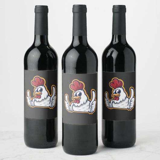 Clucky de vrolijke kip wijn etiket (Flessen)