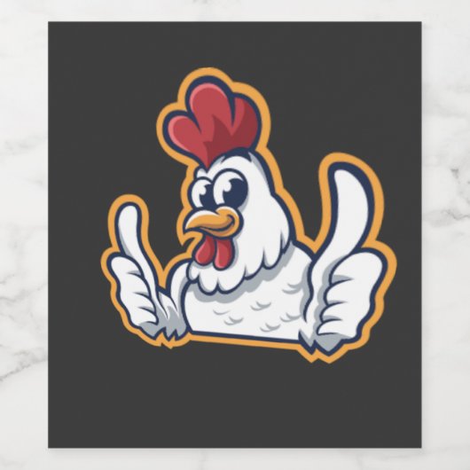 Clucky de vrolijke kip wijn etiket (Enkel label)