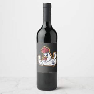 Clucky de vrolijke kip wijn etiket