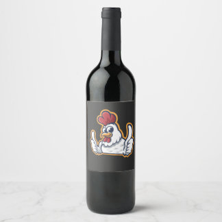 Clucky de vrolijke kip wijn etiket