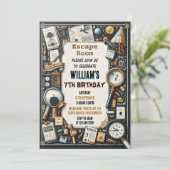 Clue Spy Escape Room 7e Verjaardag uitnodiging (Staand voorkant)