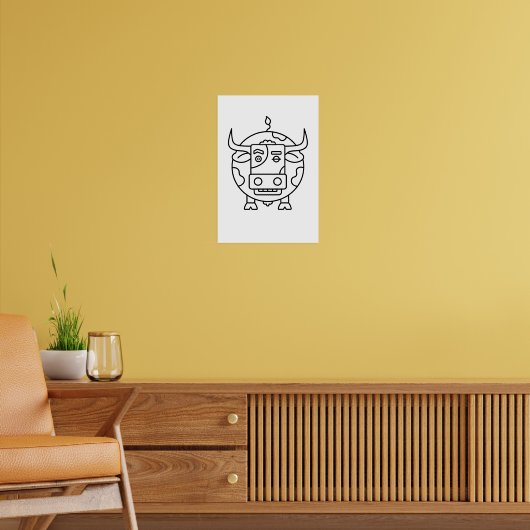 Clueless Bull Minimalist Poster (Woonkamer 2)