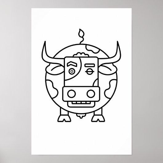 Clueless Bull Minimalist Poster (Voorkant)