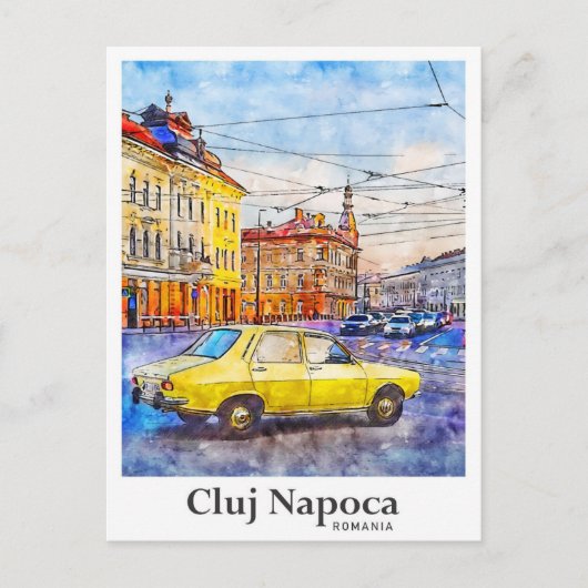 Cluj Napoca Roemenië Reizen Waterverf Hand geteken Briefkaart (Voorkant)