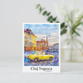 Cluj Napoca Roemenië Reizen Waterverf Hand geteken Briefkaart (Staand voorkant)