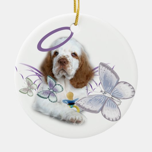 Clumber Spaniel Angel Baby Keramisch Ornament (Voorkant)