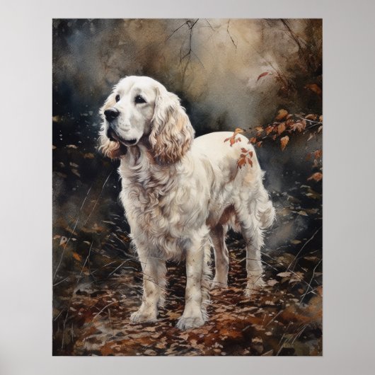 Clumber Spaniel Dog Art Print Poster (Voorkant)