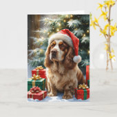 Clumber Spaniel Dog Christmas Wenskaart Kaart (Gele Bloem)