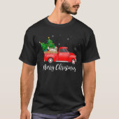 Clumber Spaniel Dog Riding Red Truck Kerstmis T-shirt (Voorkant)