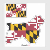 Clumber Spaniel Dog Silhouette met Maryland Flag Sticker (Vel)