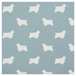 Clumber Spaniel Dog Silhouettes Blue en White Stof