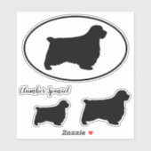 Clumber Spaniel Dog Silhouettes Vinyl Sticker Set (Vel)