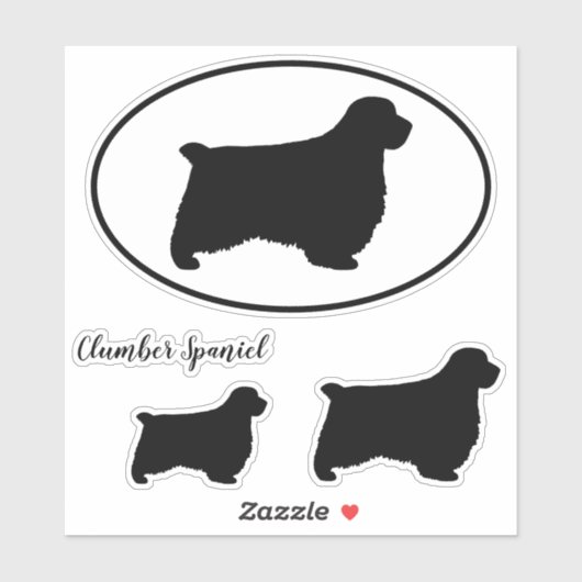 Clumber Spaniel Dog Silhouettes Vinyl Sticker Set (Vel)