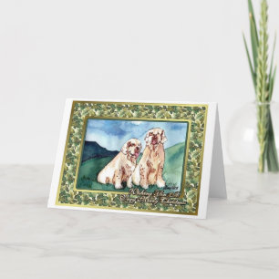 Clumber Spaniel Hond Blank Kerst Kaart