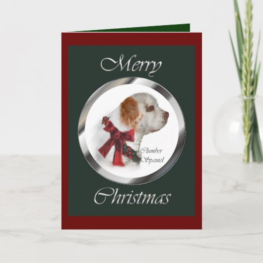 Clumber Spaniel kerstcadeaus Feestdagen Kaart (Voorkant)