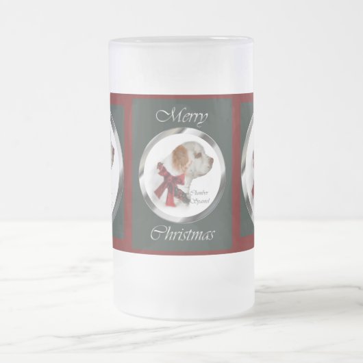 Clumber Spaniel kerstcadeaus Matglas Bierpul (Center)