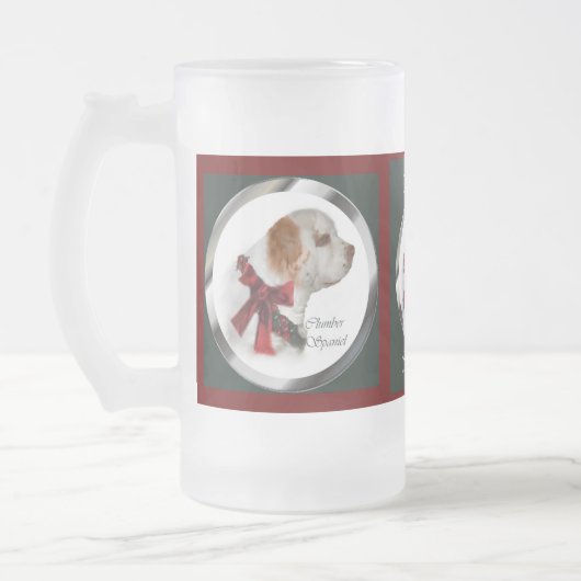 Clumber Spaniel kerstcadeaus Matglas Bierpul (Links)