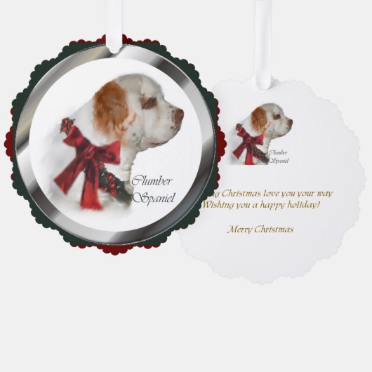 Clumber Spaniel kerstcadeaus Ornament Kaart (Voorkant / Achterkant)