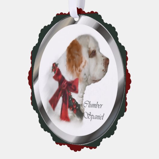 Clumber Spaniel kerstcadeaus Ornament Kaart (Links)