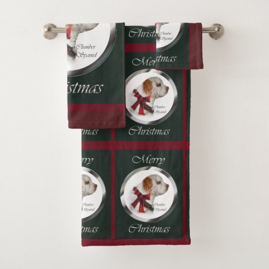 Clumber Spaniel Kerstmis Bad Handdoek (Insitu)