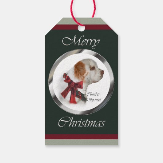 Clumber Spaniel Kerstmis Cadeaulabel (Achterkant)