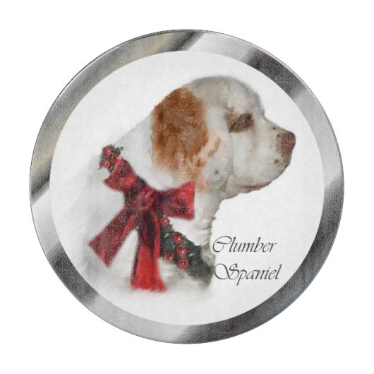 Clumber Spaniel Kerstmis Snijplank (Voorkant)