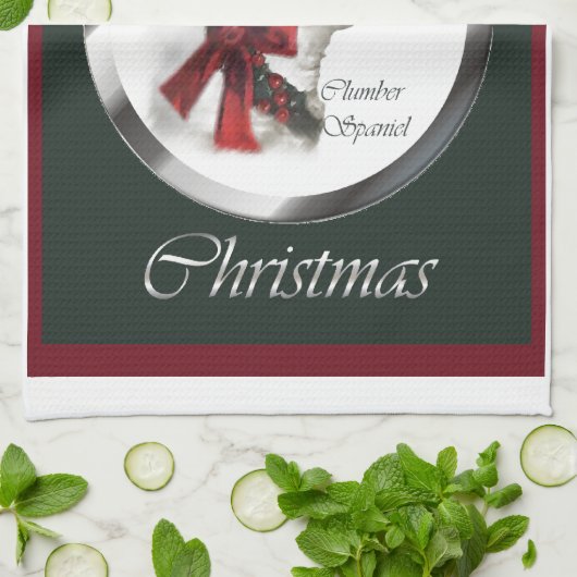 Clumber Spaniel Kerstmis Theedoek (Gevouwen)