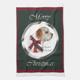 Clumber Spaniel Kerstmis Theedoek