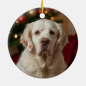 Clumber Spaniel Kerstornament Keramisch Ornament (Achterkant)