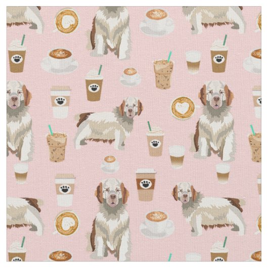 Clumber Spaniel koffiezetroze Stof (Close Up)
