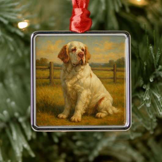 Clumber Spaniel Metalen Ornament (Boom)