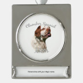 Clumber Spaniel Moeder 2 Sleutelhanger Verzilverd Banner Ornament (Voorkant)